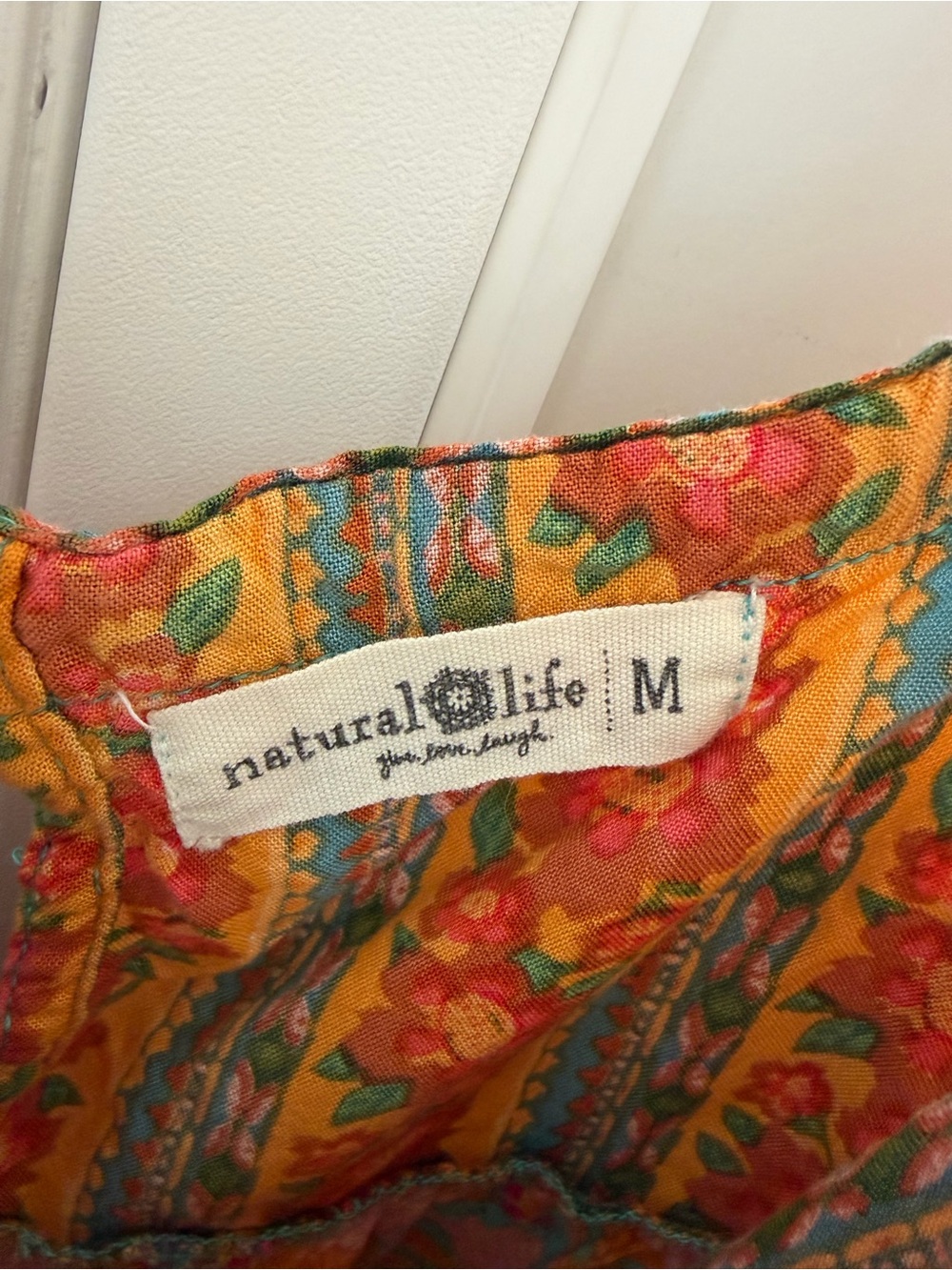 NATURAL LIFE Maxi Dress Patti Side Slit Floral Medium Boho Turquoise Orange Pink - Picture 6 of 12
